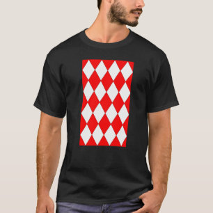 Camiseta Patrón De Arlequín Grande Geométrico Rojo Y Blanco
