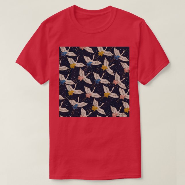 Camiseta Patrón de aves voladoras Patrón japonés (Diseño del anverso)