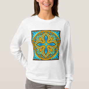Camiseta Patrón de azulejos marroquíes mediterráneos azul y