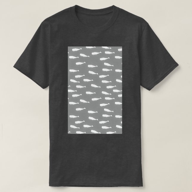 Camiseta Patrón de ballenas grises blancas (Diseño del anverso)