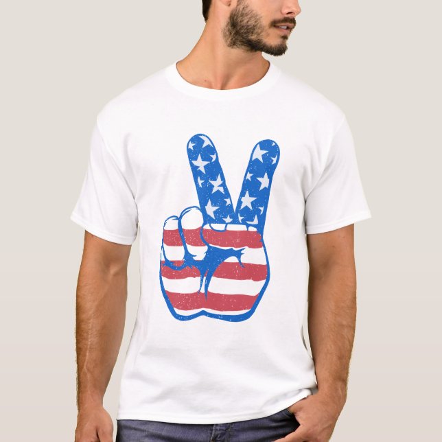 Camiseta Patrón de bandera estadounidense de paz (Anverso)