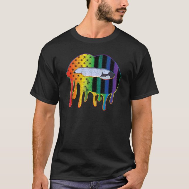 Camiseta Patrón De Bandera Estadounidense Lgbtq Levanta Org (Anverso)