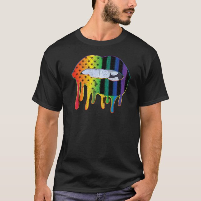 Camiseta Patrón De Bandera Estadounidense Lgbtq Levanta Org (Anverso)