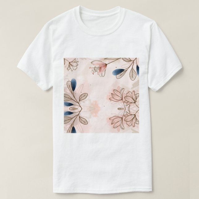 Camiseta Patrón de Batik Floral de acuarela pintada a mano (Diseño del anverso)