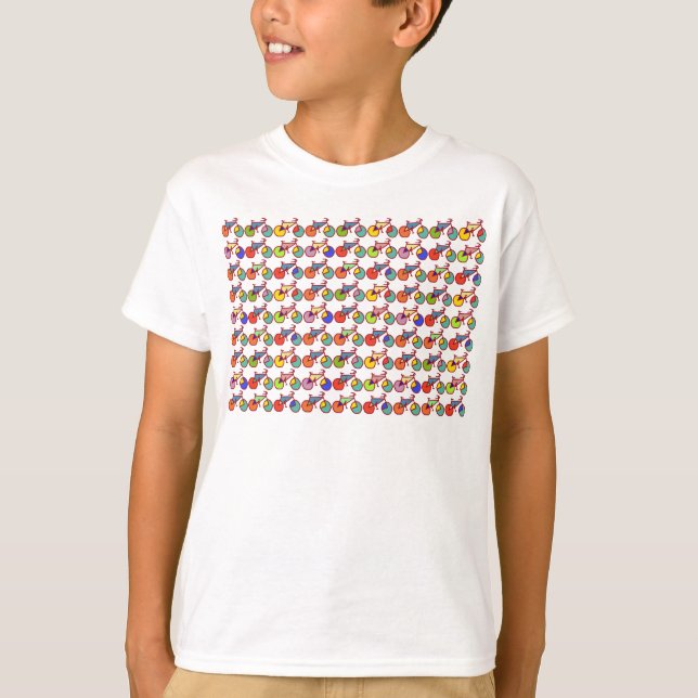 Camiseta Patrón de bicicletas coloridas (Anverso)