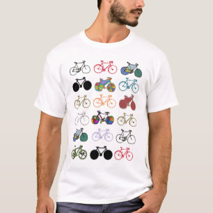 Camiseta patrón de bicicletas multicolor