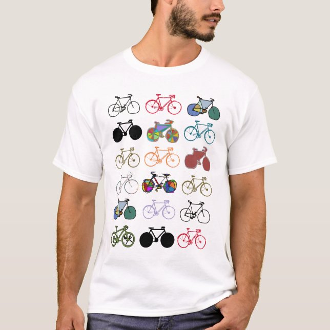 Camiseta patrón de bicicletas multicolor (Anverso)