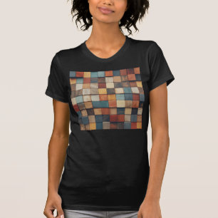 Camiseta Patrón de bloques de madera rústicos y coloridos