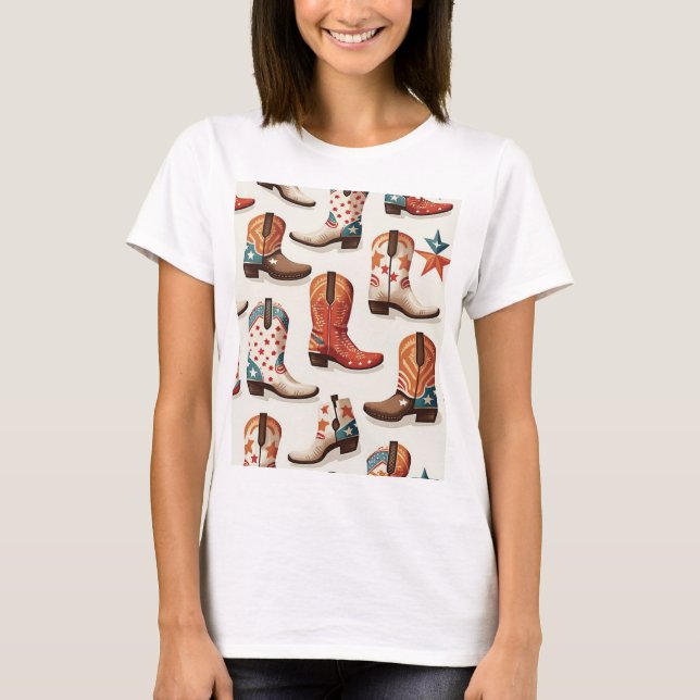 Camiseta Patrón de botas de vaca (Anverso)