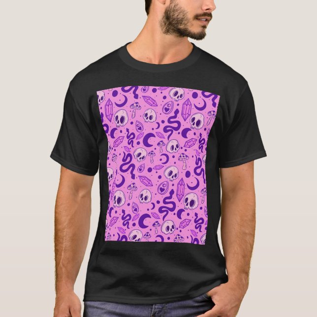 Camiseta Patrón de brujería rosa (Anverso)