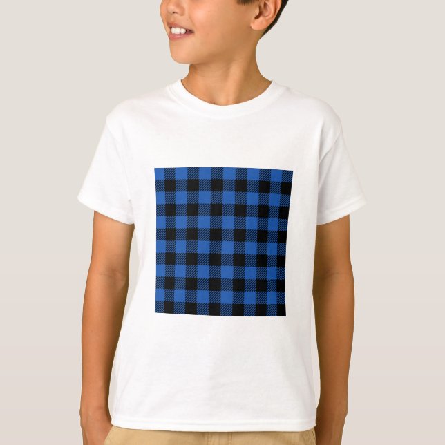 Camiseta Patrón de búfalo de verificación azul y negro (Anverso)