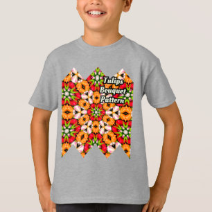 Camiseta Patrón de buquet de tulipanes