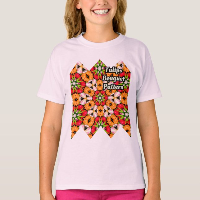 Camiseta Patrón de buquet de tulipanes (Anverso)