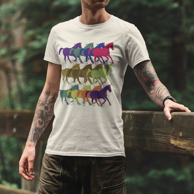 Camiseta Patrón de caballos, animales de granja (urban country style)