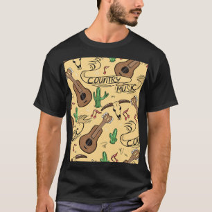Camiseta Patrón de cactus de guitarra de música country