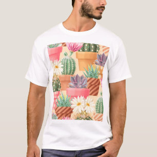 Camiseta Patrón de cactus sin fisuras y suculento detallado