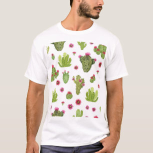 Camiseta Patrón de cactus verde pintado a mano