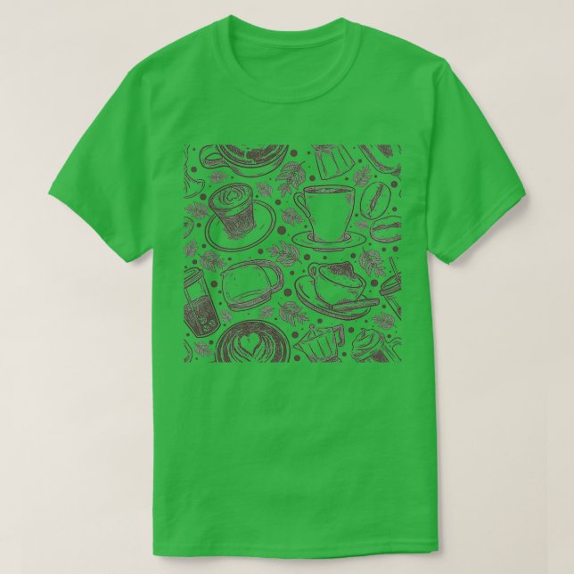Camiseta patrón de café 2 (Diseño del anverso)