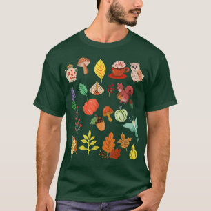 Camiseta Patrón de caída, calabaza, polilla, hongos Otoño