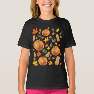 Camiseta Patrón de caída de la calabaza Naranja de otoño