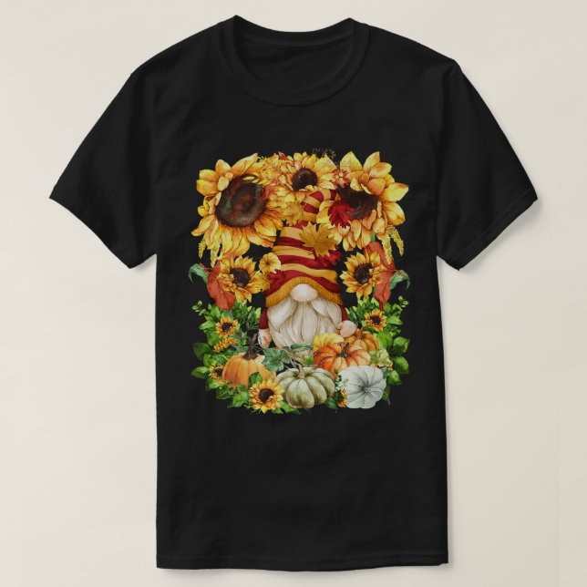 Camiseta Patrón De Calabaza De Girasol Floral Para Chicas C (Diseño del anverso)