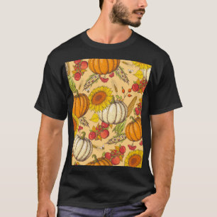 Camiseta Patrón de calabaza y hojas de arce.