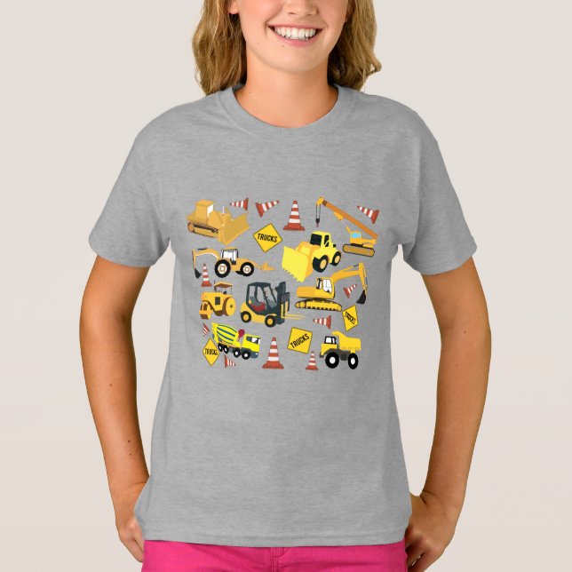 Camiseta Patrón de camiones de construcción (Anverso)