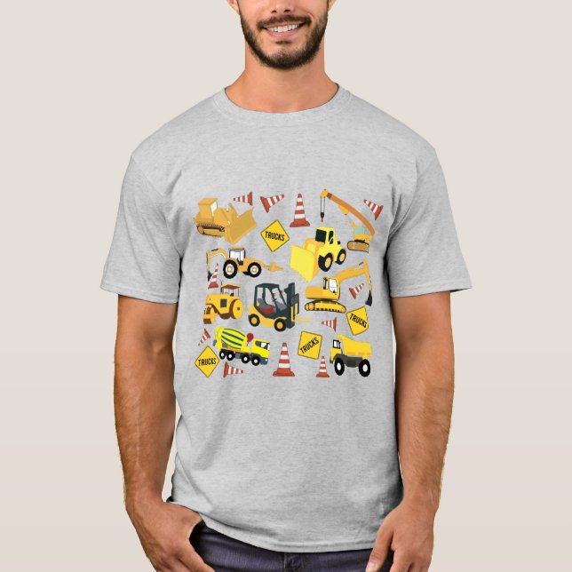 Camiseta Patrón de camiones de construcción (Anverso)