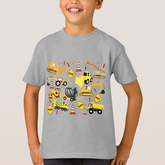 Camiseta Patrón de camiones de construcción (Anverso)