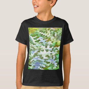 Camiseta Patrón de camuflaje blanco, verde y azul en polvo