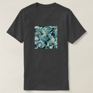 Camiseta Patrón de Camuflaje de Invierno Cuadrado Cortado