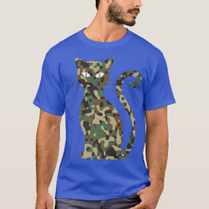 Camiseta patrón de camuflaje de silueta de gato 