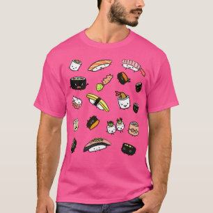 Camiseta Patrón de caracteres de sushi curo