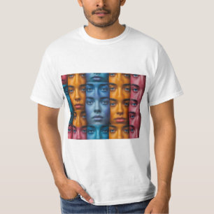 Camiseta Patrón de caras coloridas