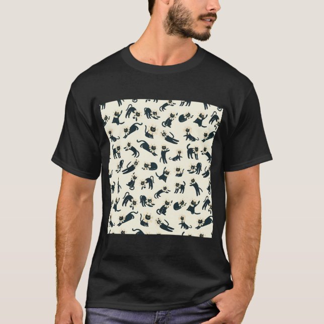 Camiseta Patrón de catmometría negra (Anverso)