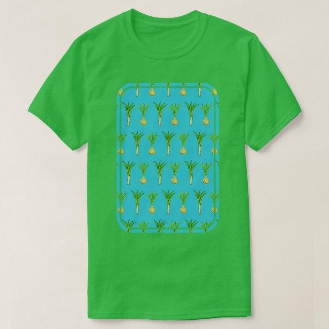 Camiseta Patrón de cebolla y puerros (Diseño del anverso)