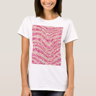Camiseta Patrón de cebra de brillo rosa femenino