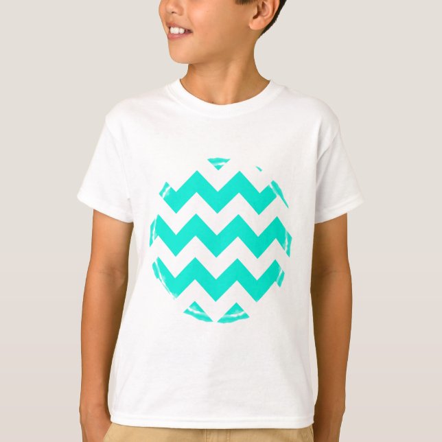 Camiseta Patrón de cheurón Aqua y White (Anverso)