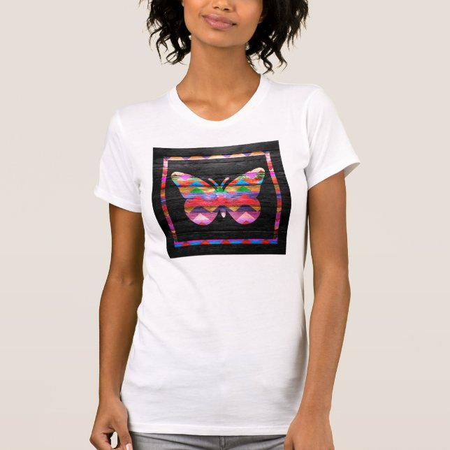 Camiseta Patrón de cheurón de mariposa en madera (Anverso)