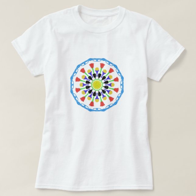 Camiseta patrón de círculo colorido abstracto (Diseño del anverso)