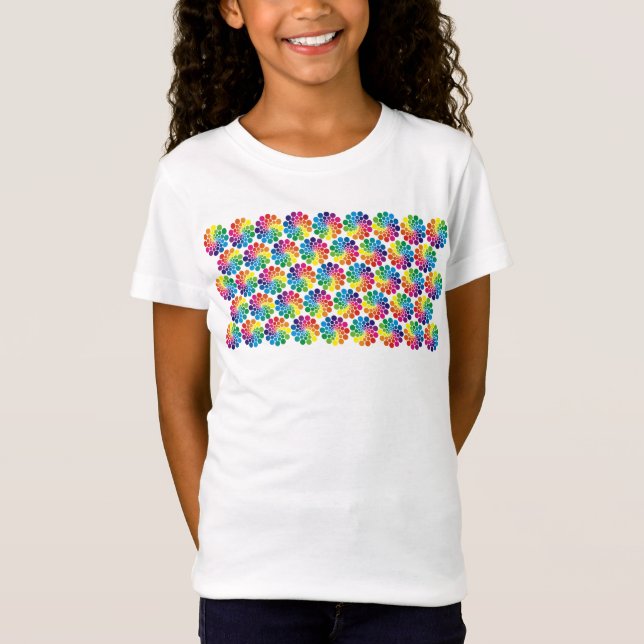 Camiseta Patrón de círculo de puntos de color + fondo (Anverso)