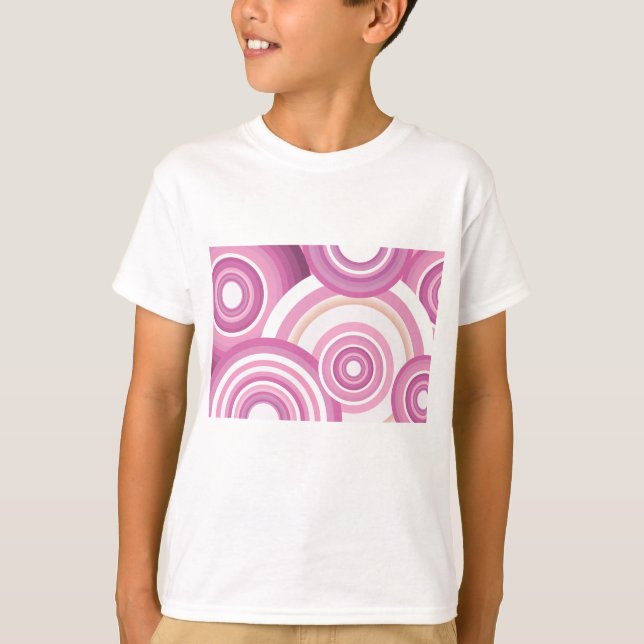 Camiseta Patrón de círculos retro rosados (Anverso)
