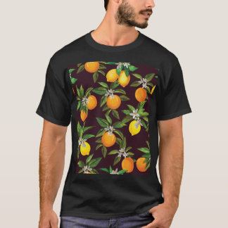 Camiseta Patrón de cítricos, Naranjas de Lemones Vintage.