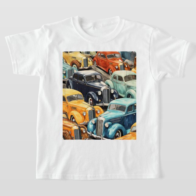Camiseta Patrón de coches antiguos (Distribución)