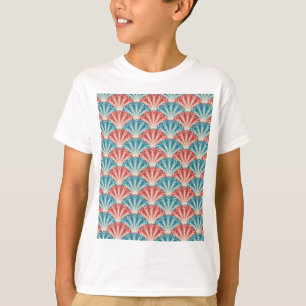 Camiseta Patrón de cola de pavo real rojo y azul