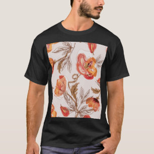 Camiseta Patrón de color de agua de los adornos de fondo be