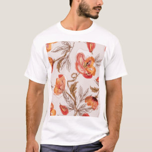 Camiseta Patrón de color de agua de los adornos de fondo be