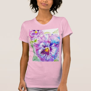 Camiseta Patrón de color de agua pardo en paneles azul mora