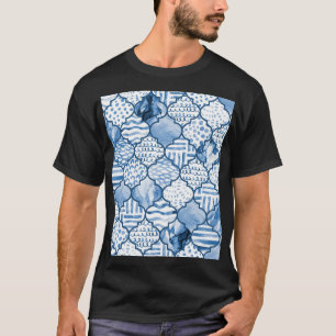 Camiseta Patrón de color marino geométrico marroquí.