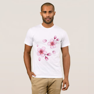 Camiseta Patrón de coloración de cerezo de color rosa